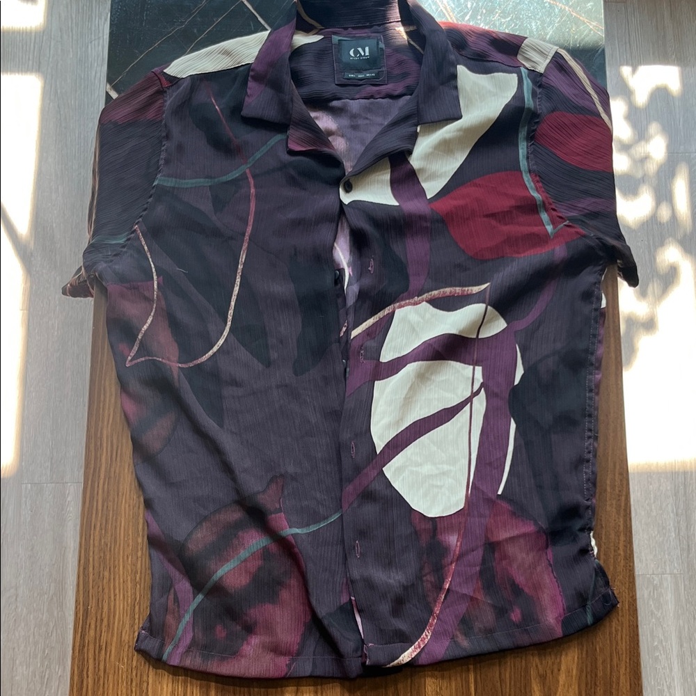 Men's Artistic Button-Down Shirt - Multicolor